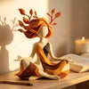 Serenity Growth Inner Harmony Yoga Statue Figurine - Boho Autumn Leaf Goddess Meditation Sculpture, Zen Spiritual Home Decor For Living Room Bedroom Yoga Studio Office, Mindfulness Gift For Women